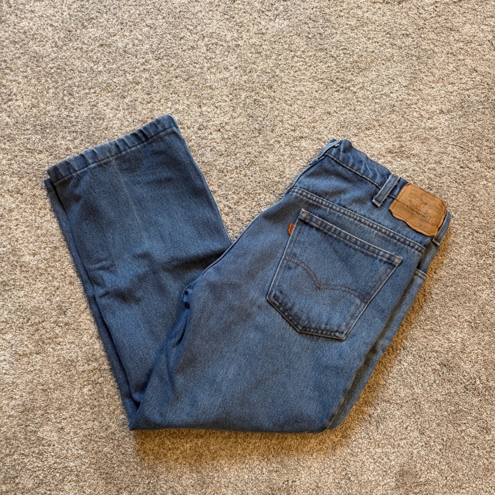 Vintage 80s Levis 517 Orange Tab Jeans Medium Wash Blue Denim W36 L30 Made USA